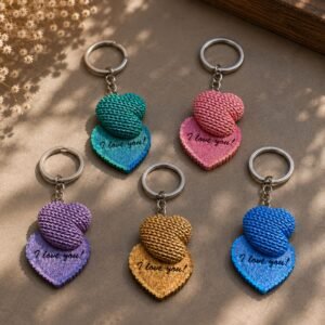 LoveLock Heart Keychain – 3D Printed Couple Keychain